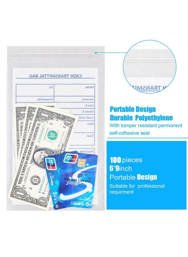 Lewtemi 100 Pieces Bank Deposit Bags Cash Transmittal Bags Tamper Evident Security Pocket Self Adhesive Clear Polyurethane Bags Audit Friendly For Bank Currency Coin Checks Receipts(6 X 9 Inch) - Image 2