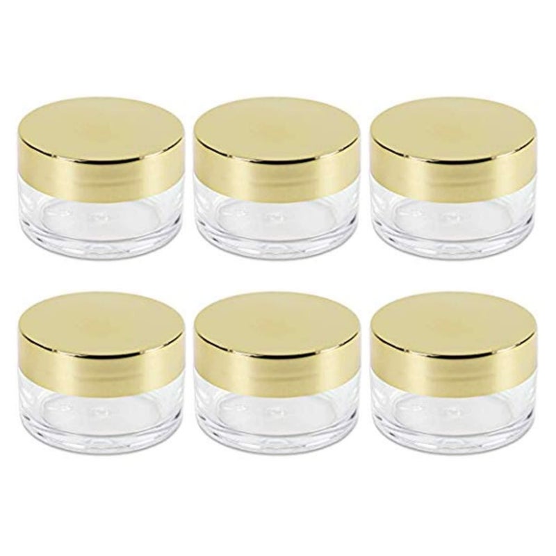 Devinez Multipurpose (Pack of 6) Round Clear Glass Cosmetic Jars,30gm with Inner Liners and Golden Lids, Travel Jars, Refillable for Makeup, Cream, Lotion, Sugar Scrubs, Eye Shadow Paint, Jewelry - Image 3