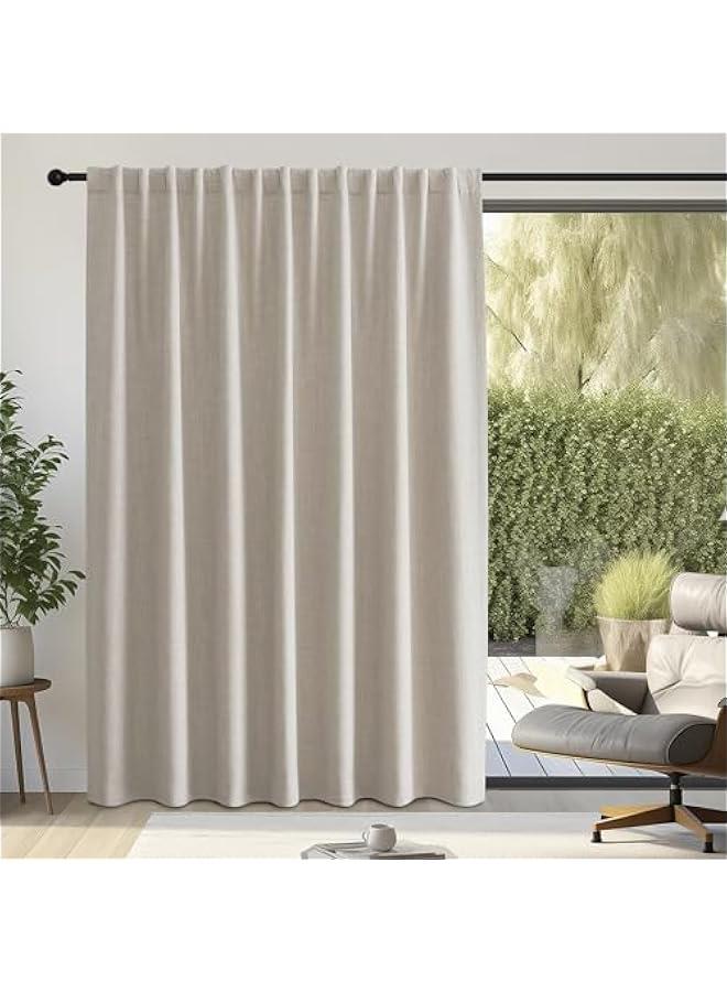 Arabest Room Darkening Patio Curtains for Sliding Door, Hook Belt/Rod Pocket/Back Tab Thermal Window Treatment Room Divider Curtains for Bedroom/Living Room, Angora, W100 x L84, 1 Panel  - Image 2