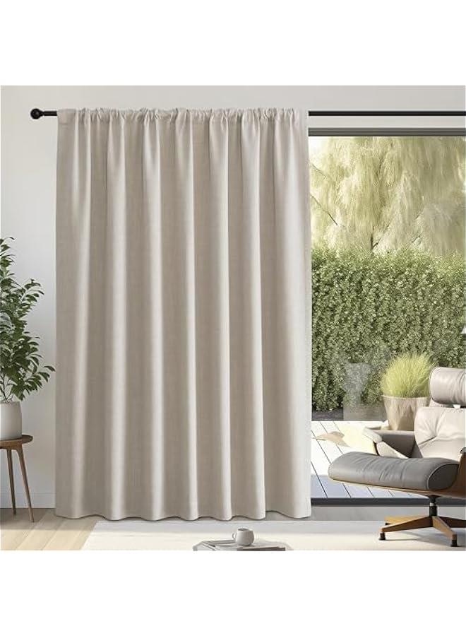 Arabest Room Darkening Patio Curtains for Sliding Door, Hook Belt/Rod Pocket/Back Tab Thermal Window Treatment Room Divider Curtains for Bedroom/Living Room, Angora, W100 x L84, 1 Panel  - Image 3