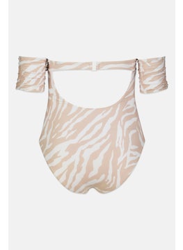 Asos Design Women Animal Print Underwire Non Padded One Piece, Lightly Brown/White  - Image 2