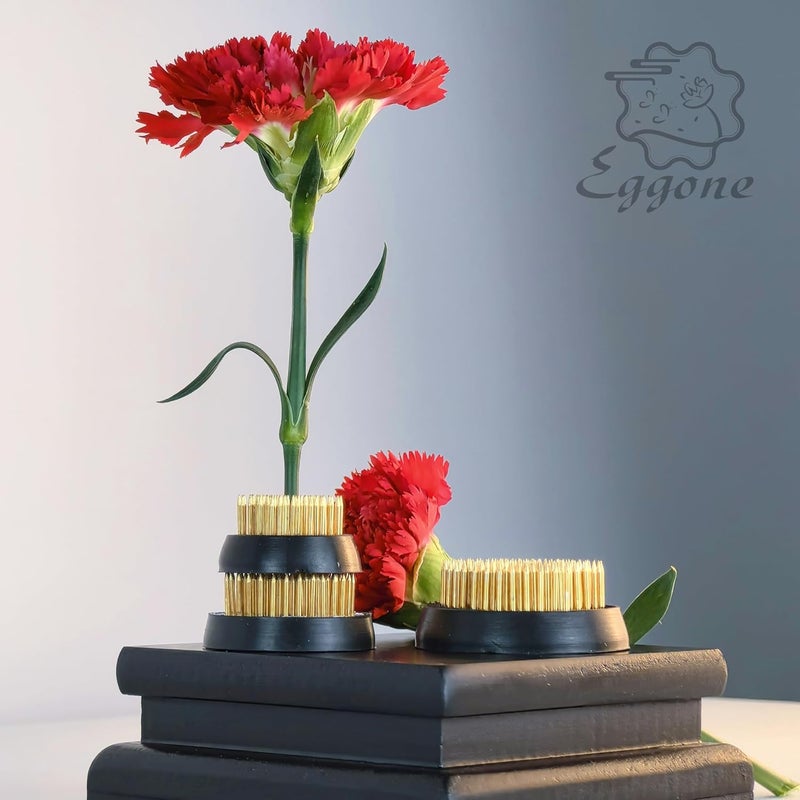 Eggone 3 Pcs Flower Frogs for Flower Arrangements Supplies, Japanese Flower Arranging Ikebana Kenzan, Pin Frogs for Flowers Holder with Rubber Base Flower Fixed Tools(Gold, 1.3 Inch, 1.57 Inch, 1.97 Inch) - Image 2