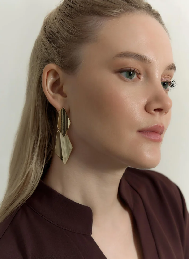 ليتشي أقراط هندسية من المعدن اللامع