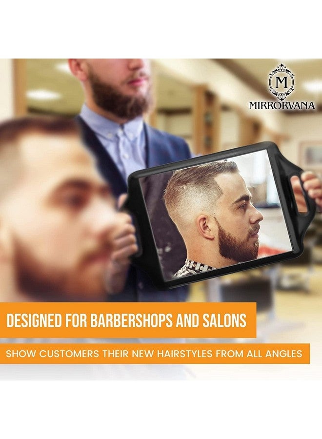 ميرورفانا مرآة محمولة باليد من Xlarge مع مقابض مزدوجة مريحة، مرآة خلفية كبيرة وطويلة لصالونات الحلاقة للرجال ومصففي الشعر المحترفين، مقاس 14 × 8.5 (أسود) - Image 4