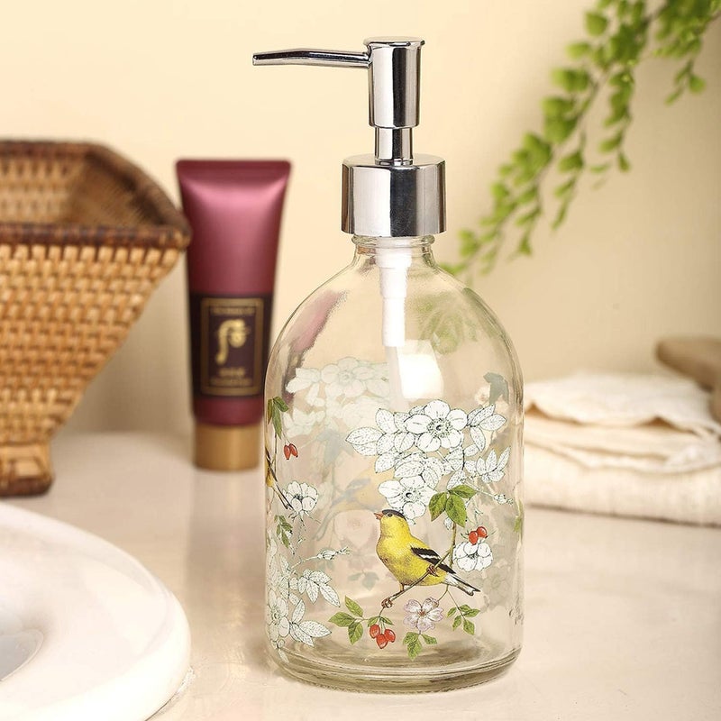 Topadorn 17oz Glass Soap and Lotion Dispenser Bottle with Rust Proof Plastic Pump Refillable Liquid Pump Bottle Great for Kitchen, Bath, Bathroom Accessories, Countertop, Set of 2 - Image 4