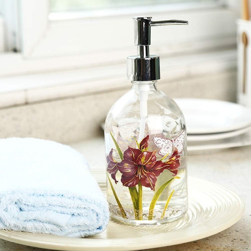 Topadorn 17oz Glass Soap and Lotion Dispenser Bottle with Rust Proof Plastic Pump Refillable Liquid Pump Bottle Great for Kitchen, Bath, Bathroom Accessories, Countertop, Set of 2 - Image 5
