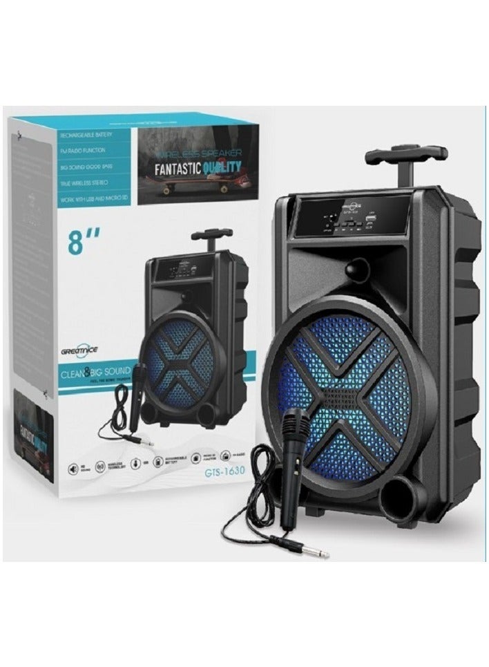 قريت نايس مكبر صوت لاسلكي يعمل بتقنية البلوتوث يحتوي على راديو FM , مدخل ذاكرة TF ,مدخل USB , مدخل ميكروفون بطارية قابلة للشحن - Image 2