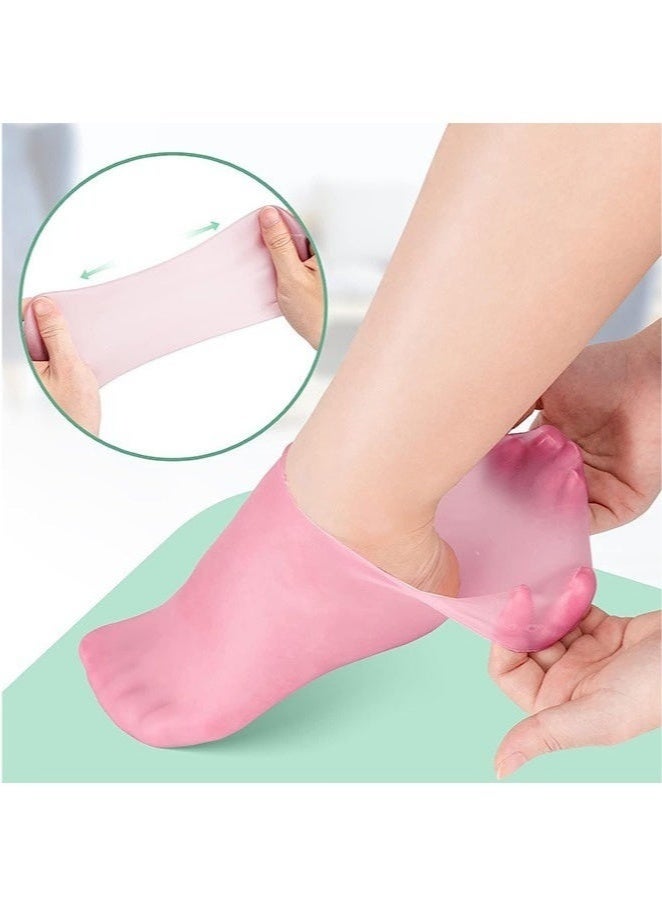 2 Pairs Silicone Moisturizing Socks Softening Dry Feet, Rough Skins & Anti Slip Aloe Socks for Dry Feet Women, Calluses, Spa Gel Socks Foot Care After Pedicure - Image 3