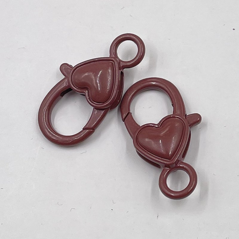 DIY Jewelry Colorful Painted Heart Lobster Clasp Retro Keychain Coffee 