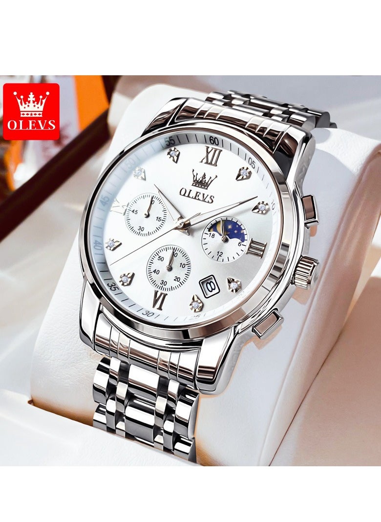 OLEVS - Watches For Men Stainless Steel Quartz Water Resistant Watch 2858 - Image 1