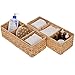 StorageWorks 3-Section Wicker Baskets for Shelves, Hand-Woven Water Hyacinth Storage Baskets, 14.4" x 6.1" x 4.3", - Image 2