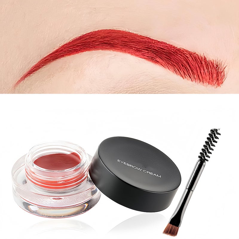 Melemando 12 Color Eyebrow Cream Colorful Smooth Eyebrow Pomade Gel Long Lasting Waterproof Eyeliner Gel Eye Brow Makeup Cosmetics with Eyebrow Brush (07 Bright Red) - Image 2