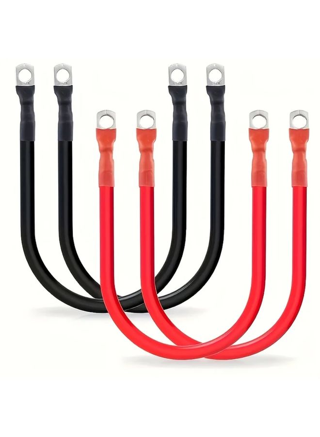 4AWG 12 Inch Copper Battery Cable Set 4 Pack for Automotive Truck RV Solar Power - Image 1
