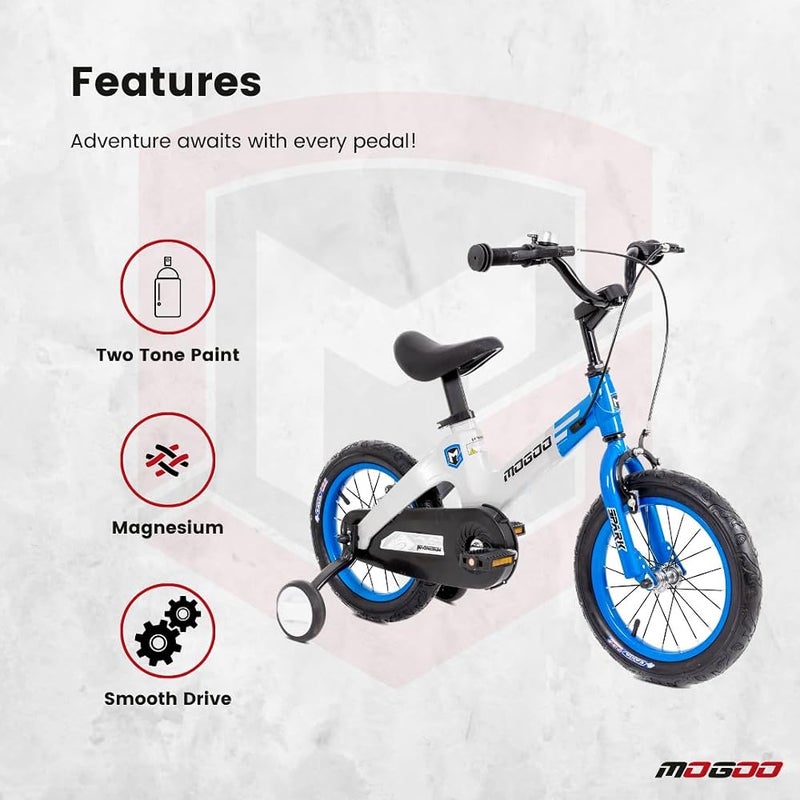 Mogoo Spark Kids Magnesium Alloy Lightweight Bike for 2-8 Years Old Boys Girls, Adjustable Height, Disc Handbrakes, 12in 14in 16-Inch Bicycle w Training Wheels - Image 4
