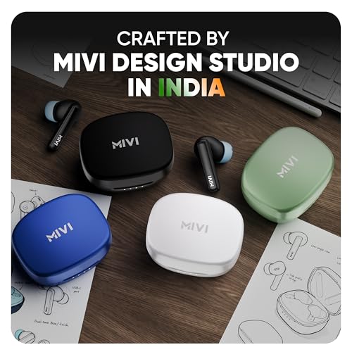 Mivi DuoPods Sync in Ear Earbuds | 60H Playtime Bluetooth Earphones Wireless | Earbuds ENC for Clear Calls | 13mm Drivers Ear Buds Wireless | Gaming Mode | BT 5.3 TWS ENC Earbuds Style | Earpods - Image 4