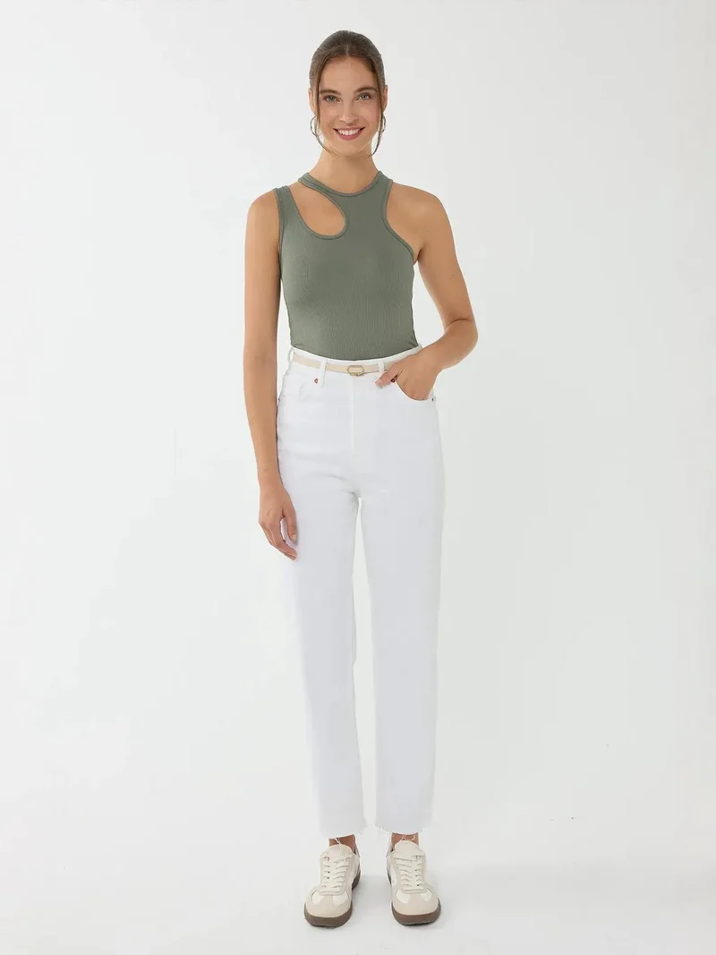 HICCUP Asymmetrical Collar Crop Top