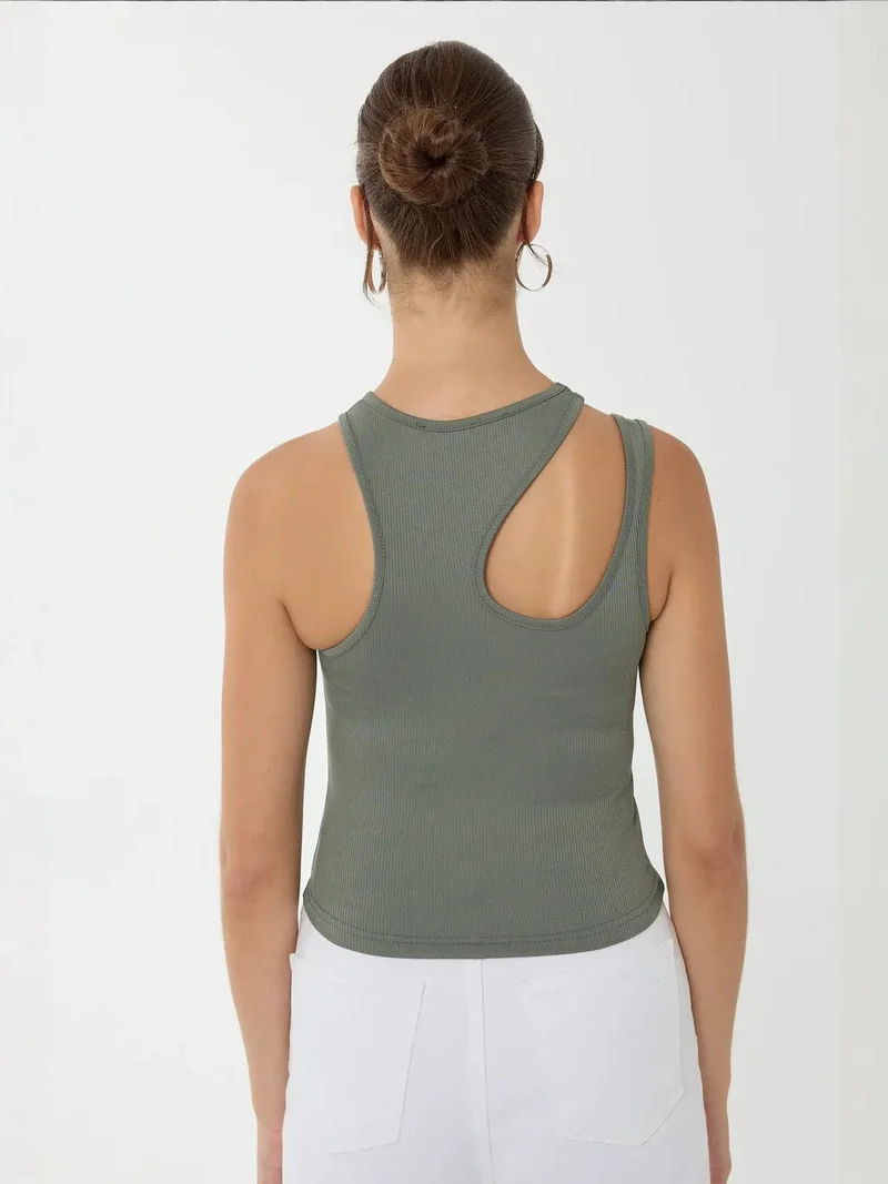 HICCUP Asymmetrical Collar Crop Top