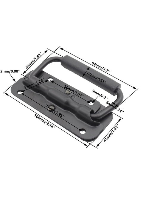 Spring Loaded Pull Handles, Surface Mount Chest Handle with Rubber Grip Handmade Chest Trunk Lifter Handle Pull Heavy Duty Hardware for Chests Trunks Crates Storage Boxes Thickened 2mm (2 Pack)