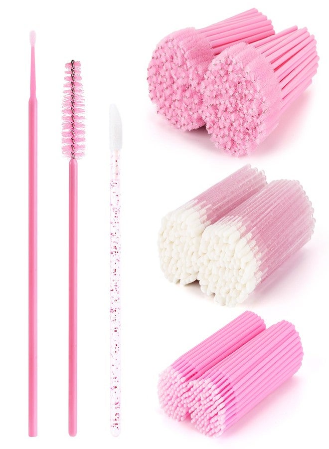 Tbestmax 600 PCS Eyelash Extension Supplies Kit, 200 Spoolies Mascara Wands Disposable 200 Lip Brushes 200 Micro Swabs Pink Eyelash Brushes Makeup Applicator Tool - Image 1