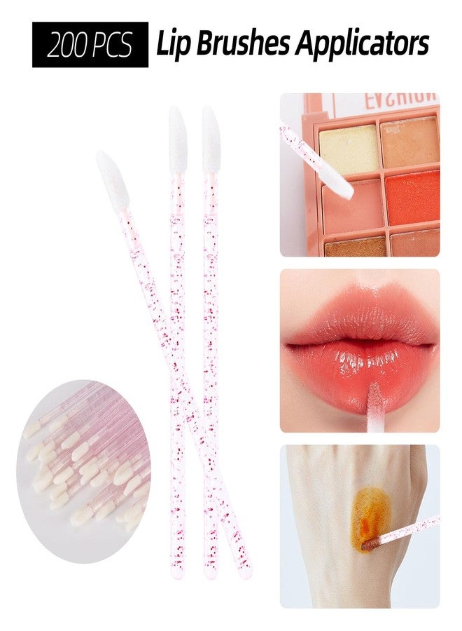 Tbestmax 600 PCS Eyelash Extension Supplies Kit, 200 Spoolies Mascara Wands Disposable 200 Lip Brushes 200 Micro Swabs Pink Eyelash Brushes Makeup Applicator Tool - Image 5
