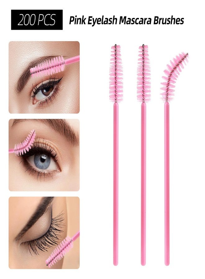 Tbestmax 600 PCS Eyelash Extension Supplies Kit, 200 Spoolies Mascara Wands Disposable 200 Lip Brushes 200 Micro Swabs Pink Eyelash Brushes Makeup Applicator Tool - Image 3
