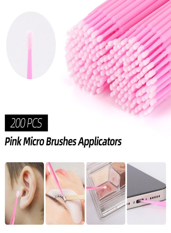 Tbestmax 600 PCS Eyelash Extension Supplies Kit, 200 Spoolies Mascara Wands Disposable 200 Lip Brushes 200 Micro Swabs Pink Eyelash Brushes Makeup Applicator Tool - Image 4
