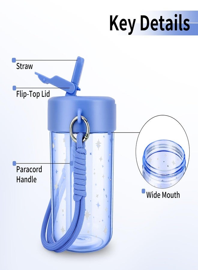 TOPBADE Kids Water Bottle for School, 16 oz BPA-Free Reusable Leak-proof Durable Tritan Plastic Water Bottles with Straw, Paracord Handle for Boys and Girls - Image 4
