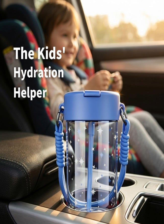 TOPBADE Kids Water Bottle for School, 16 oz BPA-Free Reusable Leak-proof Durable Tritan Plastic Water Bottles with Straw, Paracord Handle for Boys and Girls - Image 3