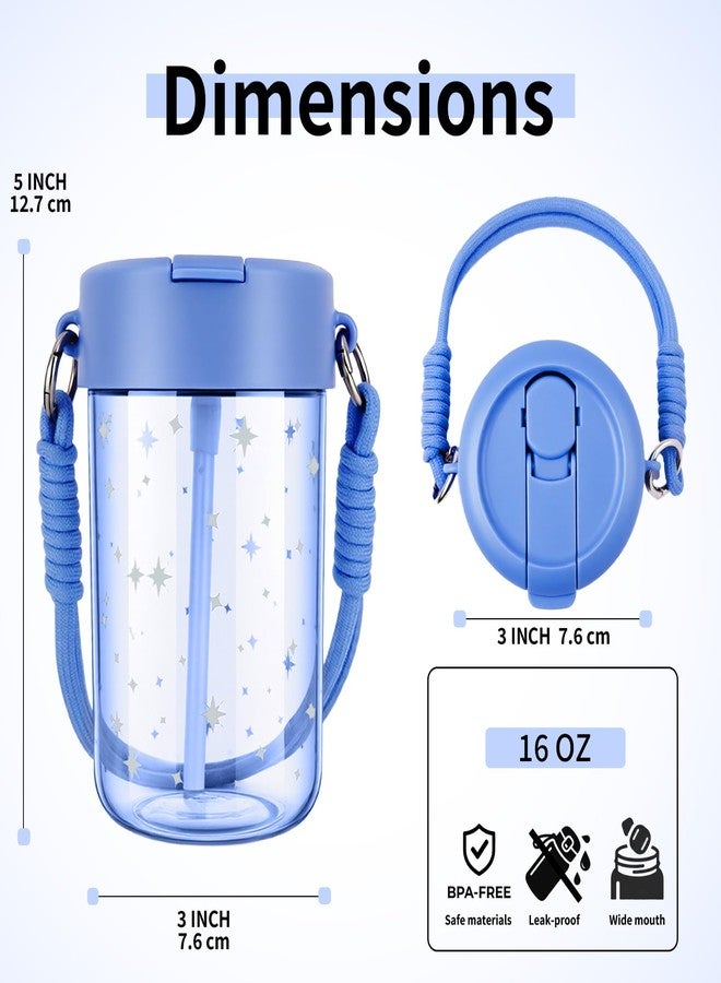 TOPBADE Kids Water Bottle for School, 16 oz BPA-Free Reusable Leak-proof Durable Tritan Plastic Water Bottles with Straw, Paracord Handle for Boys and Girls - Image 2