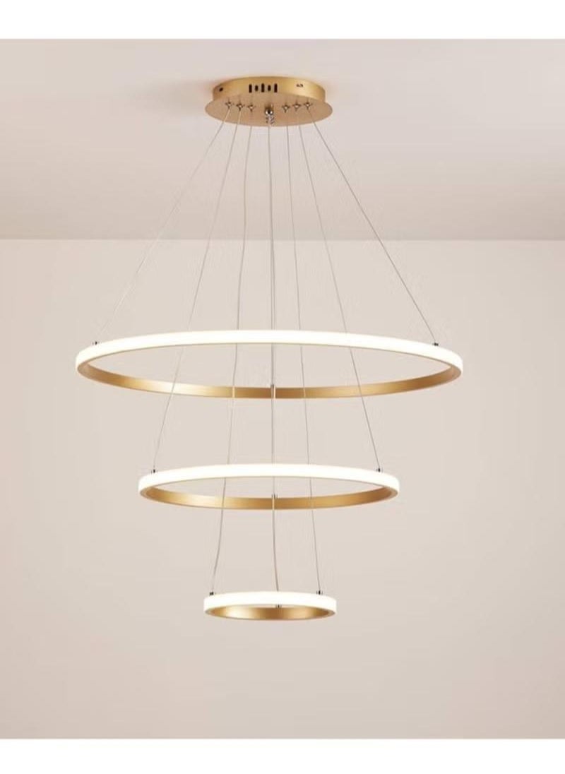 XiuWoo - Modern Dimmable LED Pendant Light 3 Rings Chandeliers Fixture with Remote Control - Image 1