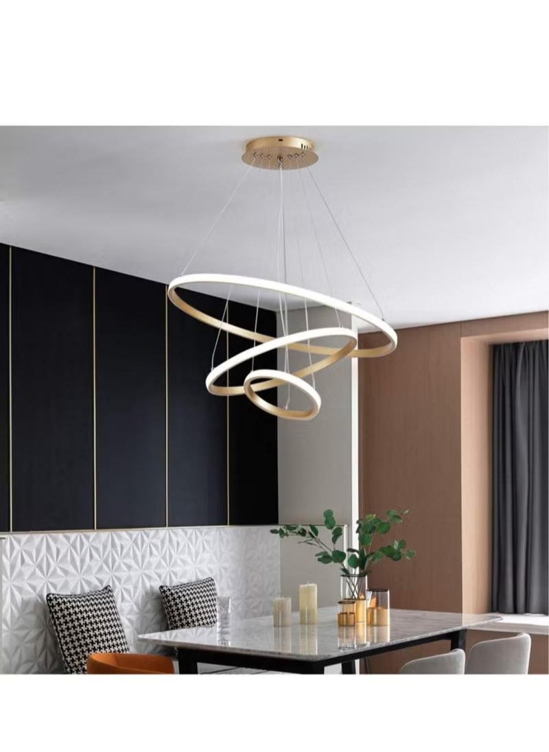 XiuWoo - Modern Dimmable LED Pendant Light 3 Rings Chandeliers Fixture with Remote Control - Image 1