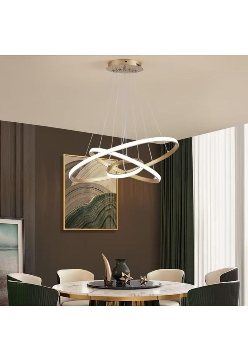 XiuWoo - Modern Dimmable LED Pendant Light 3 Rings Chandeliers Fixture with Remote Control - Image 1