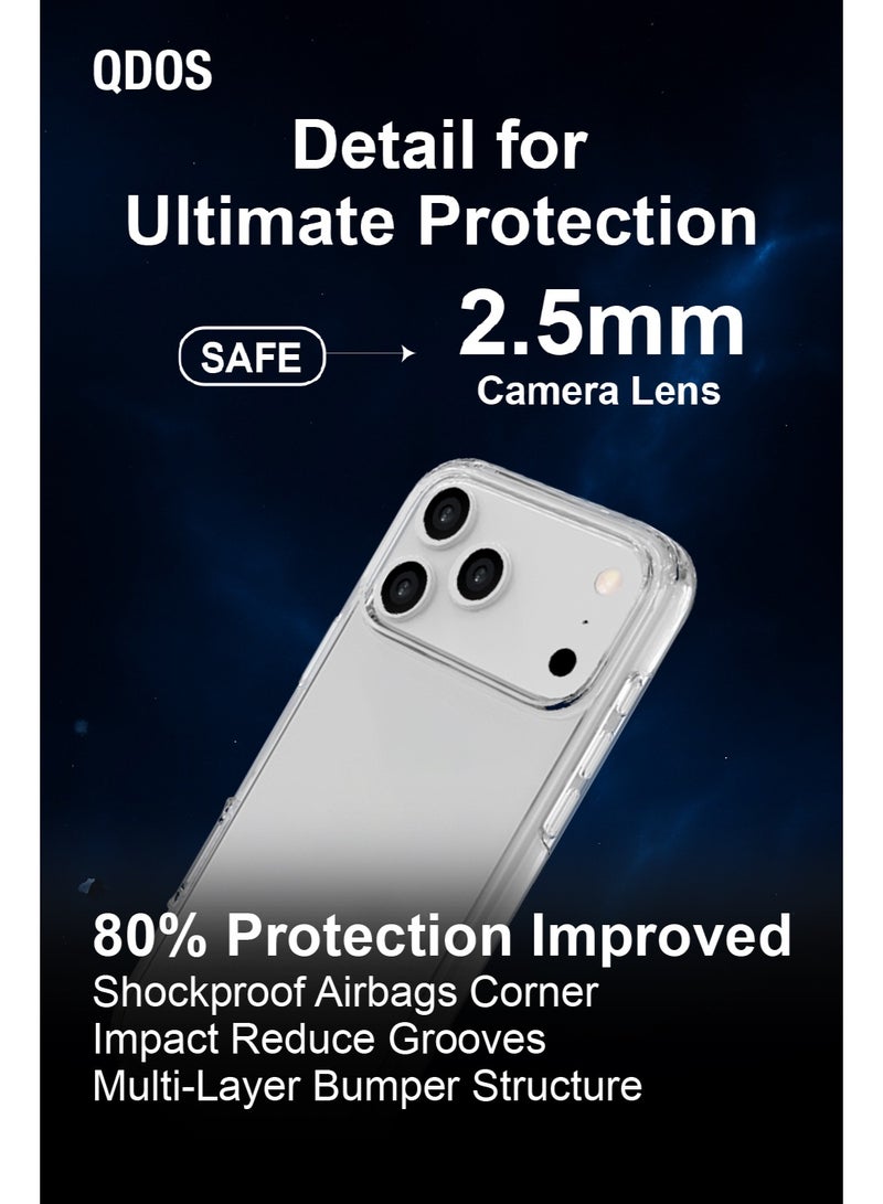 كيودوس جراب QDOS الشفاف لهاتف iPhone 17 Pro - مقاوم للاصفرار، حماية من السقوط بتقنية 3M، زوايا مبطنة بالهواء، حواف مرتفعة للشاشة والكاميرا، أزرار سريعة الاستجابة - Image 4