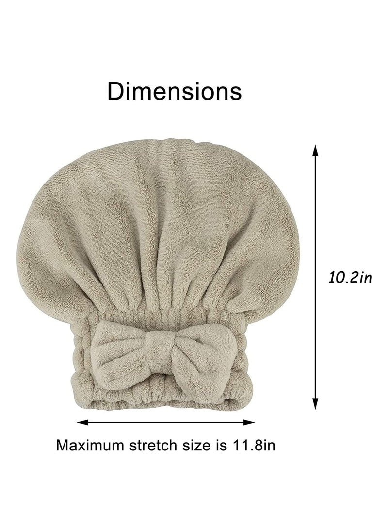 SYOSI Hair Towel Wrap Microfiber Absorbent Towel with Bow-Knot Shower Cap for Hair Quick Dry Fast Drying Hair Caps for Women Soft Hair Turban for Wet Hair Long, Curly, Thick Hair 2 Pack  - Image 5