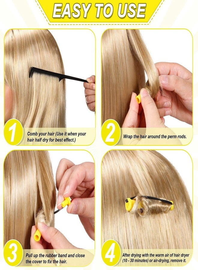WILLBOND 60 Pcs Perm Rods for Long Hair Plastic Curl Rods Cold Wave Irons Curling Roller for Hair Styling Hairdressing Tools(0.28 Inch,Yellow) - Image 3
