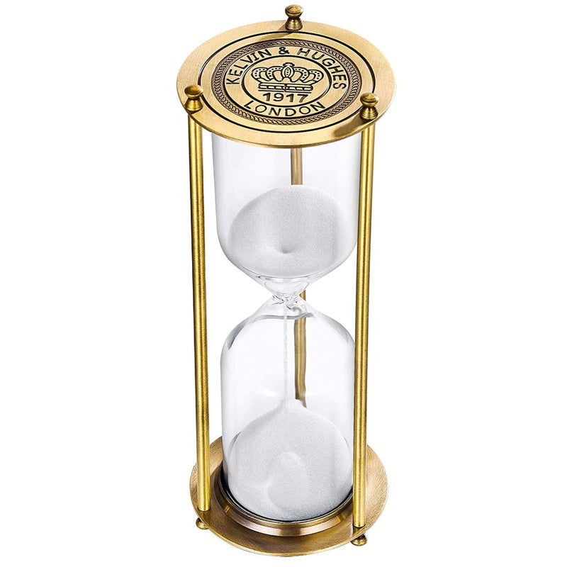 ABXKZ Brass Hourglass Sand Timer 60 MinuteVintage Engraving Sand ClockLarge Reloj De Arena 1 HoraMetal Sand Watch 60 MinAntique One Hour Glass Sandglass with White Sand for Home Desk Gifts Office Decor