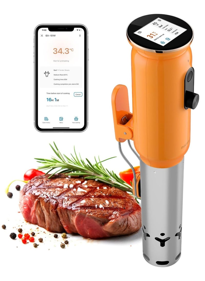 INKBIRD - INKBIRD WiFi Sous Vide Machine ISV-101W Sous Vide Cooker 1000 Watts TFT Display Screen 3D Water Circulation Heating with App Preset Menus Cooking Completion Pre-alarm Overwater Protection - Image 1