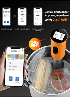 INKBIRD INKBIRD WiFi Sous Vide Machine ISV-101W Sous Vide Cooker 1000 Watts TFT Display Screen 3D Water Circulation Heating with App Preset Menus Cooking Completion Pre-alarm Overwater Protection  - Image 2
