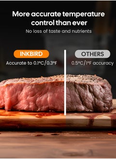 INKBIRD INKBIRD WiFi Sous Vide Machine ISV-101W Sous Vide Cooker 1000 Watts TFT Display Screen 3D Water Circulation Heating with App Preset Menus Cooking Completion Pre-alarm Overwater Protection  - Image 4