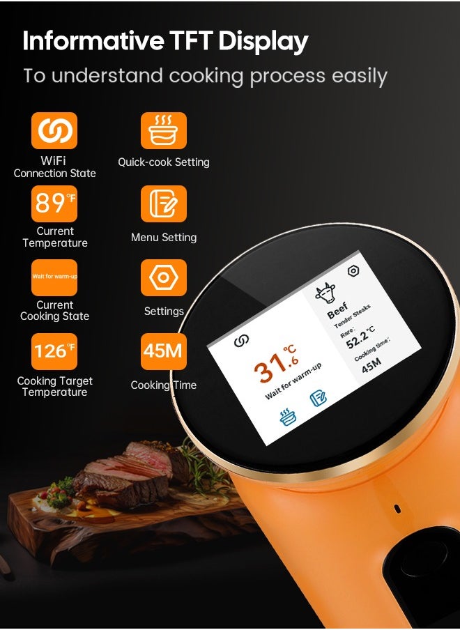 INKBIRD - INKBIRD WiFi Sous Vide Machine ISV-101W Sous Vide Cooker 1000 Watts TFT Display Screen 3D Water Circulation Heating with App Preset Menus Cooking Completion Pre-alarm Overwater Protection - Image 1