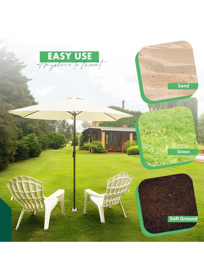 Feblomst Beach Umbrella Anchor, Heavy Duty Metal Umbrella Sand Anchor, Rust-Proof Umbrella Holder Stand with 6-Spiral Corkscrew Drill, Easy Install In-Ground Outdoor Base for 1.3"-2" Poles, Portable, White - Image 5