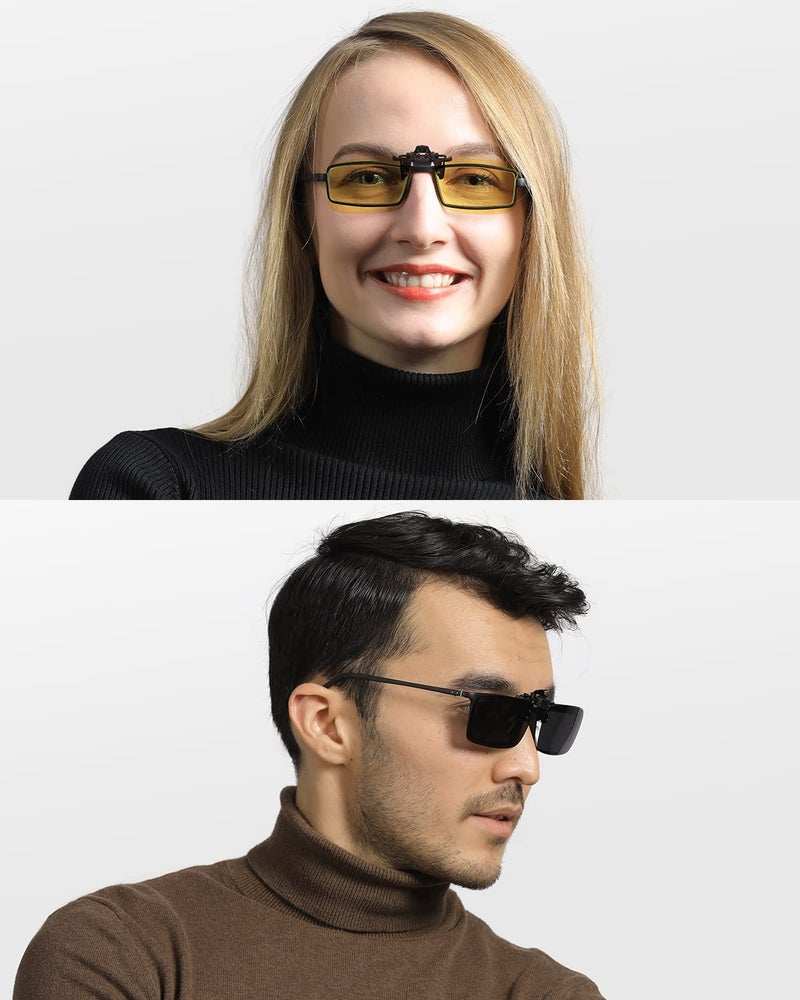 LUFF 2-Pack Clip-On Day+Night Vision Polarized Sunglasses, Night Driving Safety - Image 3