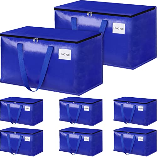 StorageRight Heavy Duty Moving BoxesMoving Bags with Zipper Reinforced Handles and Tag PocketCollapsible Moving SuppliesTotes for Storage Great for Moving Storage and Travel 93LBlue8 Pack
