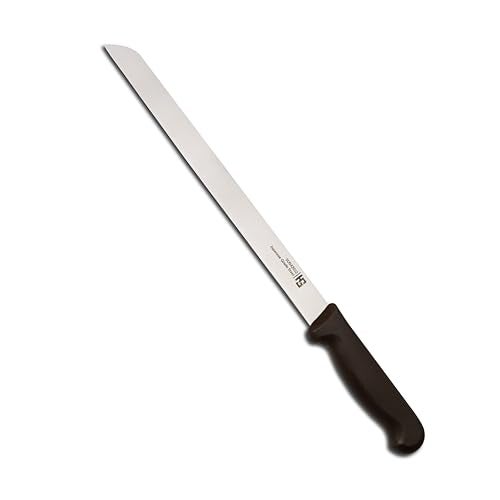 HS WORLD OF HORECA ESSENTIALS HS 12 Inch Professional Bread Kitchen Knife Slim for Slicing Cakes, Bread and Pastries, Stainless Steel SUS420J2, Japanese Grade Kitchen Knife, Brown - Image 1