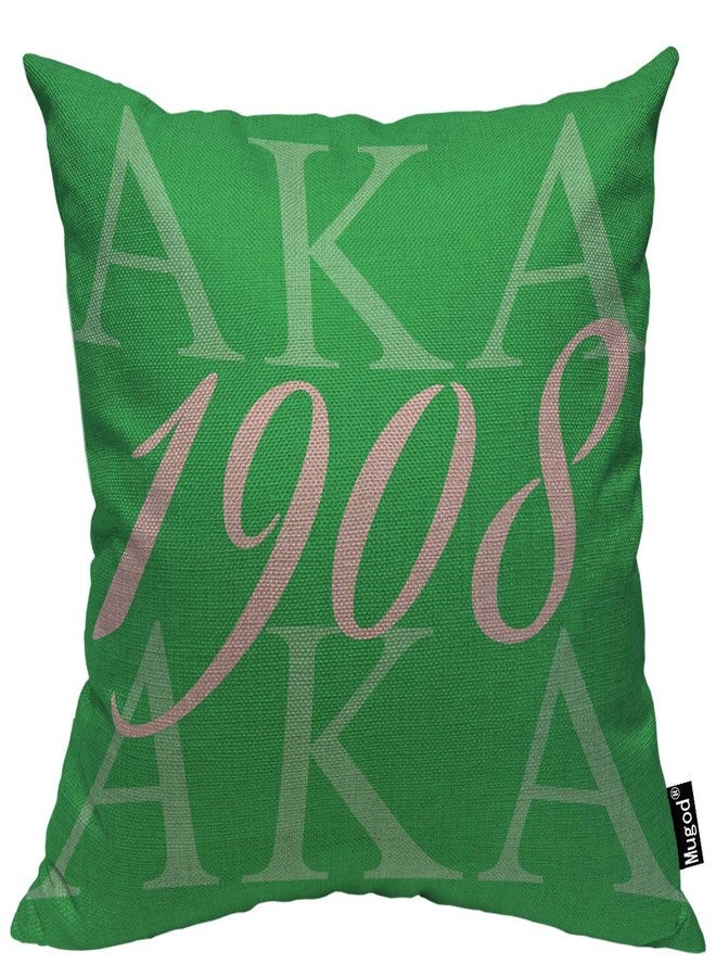 Mugod AKA 1908 Throw Pillow Also Known As Abbreviation Hip Hop Style Pink Green White Cotton Linen Square Cushion Cover Standard Pillowcase 18x18 Inch for Home Decorative Bedroom/Living Room/Car - Image 1