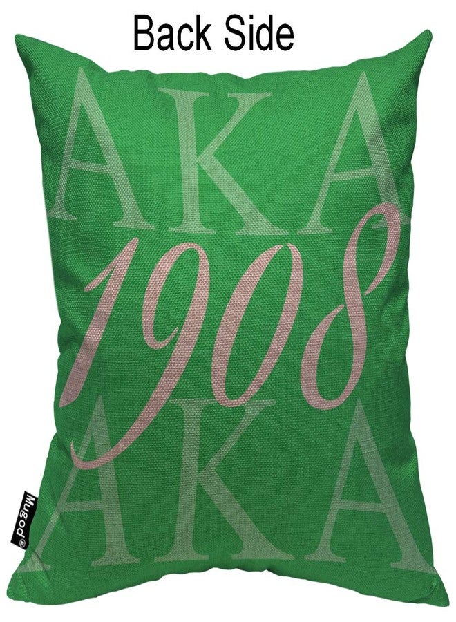 Mugod AKA 1908 Throw Pillow Also Known As Abbreviation Hip Hop Style Pink Green White Cotton Linen Square Cushion Cover Standard Pillowcase 18x18 Inch for Home Decorative Bedroom/Living Room/Car - Image 2