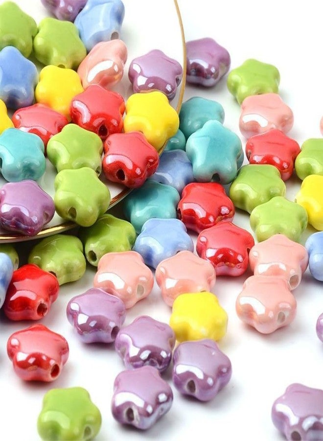 metulip 20pcs Star Shaped Ceramic Porcelain Beads for Crafts & DIY Jewelry Making - Random Color - Image 1