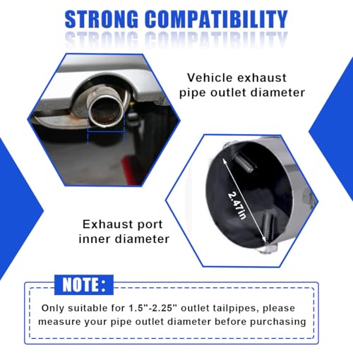 DUSCOKE Stainless Steel Car Exhaust Tip, 2.5" Inlet 3.4" Outlet Chrome Tail Throat Pipe Exhaust Muffler Pipe Tip Fit 1.5"- 2.25" Diameter Pipes, Exhaust Tailpipe Car Modification Accessory (Straight) - Image 3