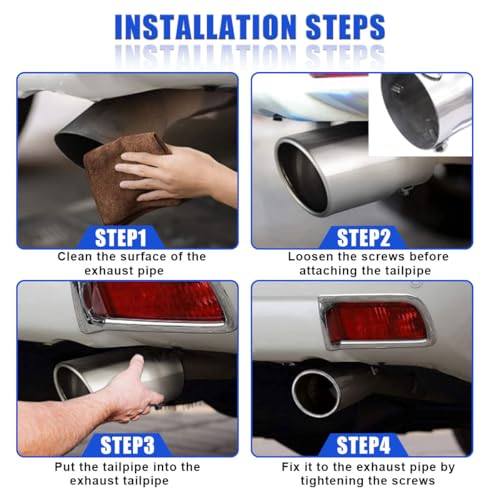 DUSCOKE Stainless Steel Car Exhaust Tip, 2.5" Inlet 3.4" Outlet Chrome Tail Throat Pipe Exhaust Muffler Pipe Tip Fit 1.5"- 2.25" Diameter Pipes, Exhaust Tailpipe Car Modification Accessory (Straight) - Image 5