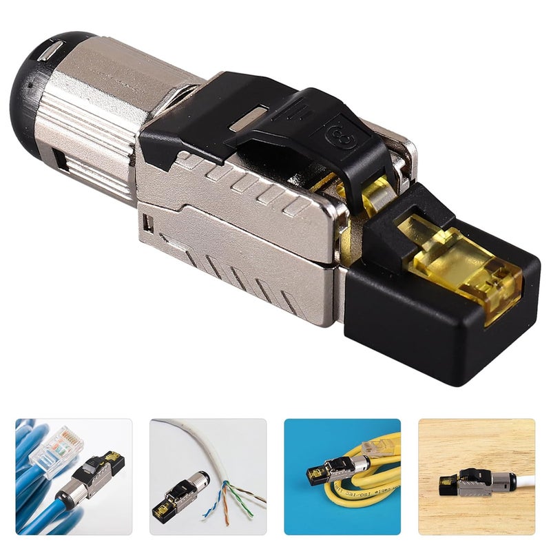 DECHOUS Cat8 Shielded Rj45 Ethernet Network Cable Plug, Pass Through Modular Connector for Computer Networking, Tool-Free Dustproof Design, Compatible Cat 8 Cables, High-Speed Data - Image 4